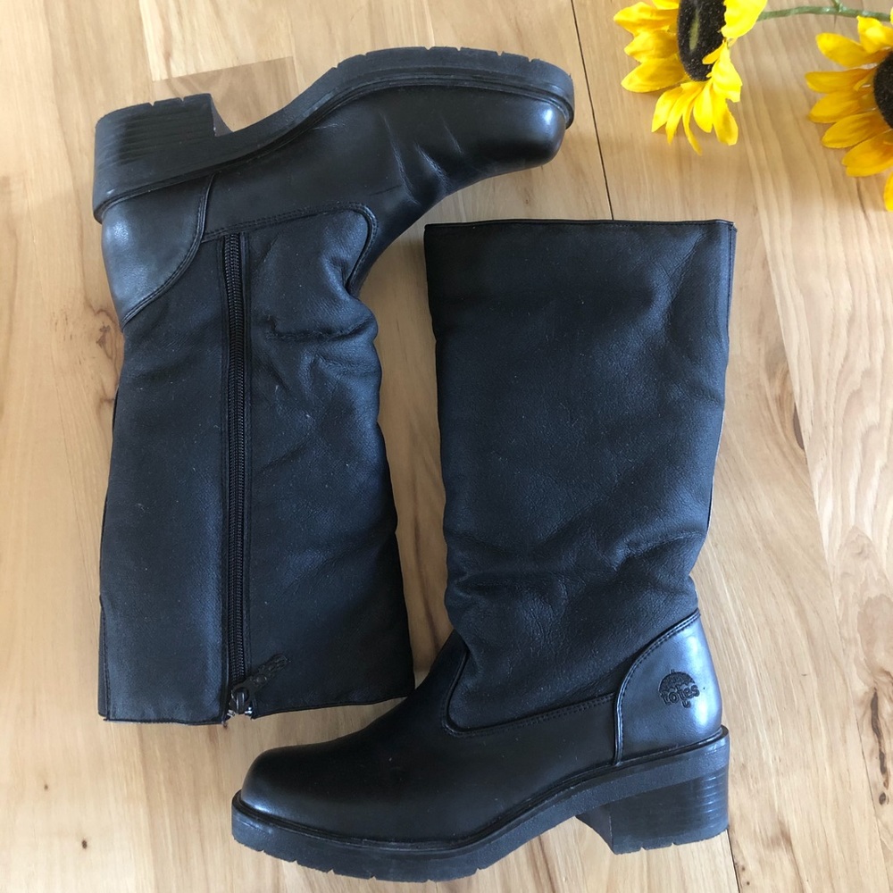 Totes Black Fur Lined Zip Up Winter Boot Size 7